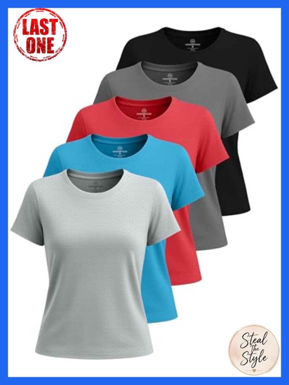 Women's Moisture-Wicking Breeze Tech Short Sleeve Athletic T-Shirts 5 Pack